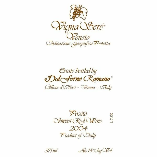 Dal Forno Romano Passito Vigna Sere (375ML Half-bottle) 2004 3 Dal Forno Romano Passito Vigna Sere (375ML Half-bottle) 2004